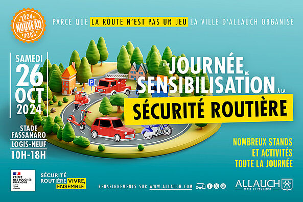 Nouveau : automobilistes, piétons et cyclistes, rendez-vous pour la grande journée de sensibilisation à la sécurité routière, le samedi 26 octobre au Logis-Neuf (stade Fassanaro, de 10h à 18h)